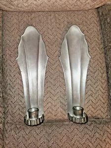 Par de apliques de pared/soportes para velas/caña y cartón de colección en muy buen estado ~ Art Deco ~ 10" - Imagen 1 de 3