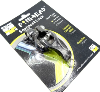 Abrazadera de bloqueo antirrobo de tija de sillín de bicicleta con cabeza de pasador para tubo de asiento de 34,9 mm 566-P12 Foto 1 de 4