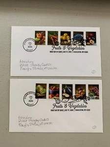 Timbro combinato due frutta e verdura 2020 Fdcs Scott #5484-93 - Foto 1 di 2