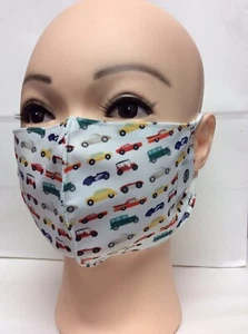 2021 FACE MASK ~ POMCHIES ~ *CHILD SIZE* ~ MULTICOLORED CARS ~ *CHILD* ~ NEW - Picture 1 of 2