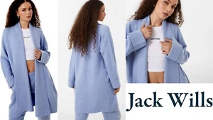 Jack Wills Oversized Longline Knit Cardigan Shawl Neck Blue XS-8 Fits 12 14 16 - Picture 1 of 2
