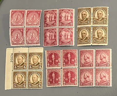 1930 US Postage Stamps Blocks of 4 (682 through 685 plus 688 and 689) - 6 Total - Image 1 of 4