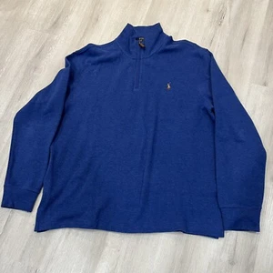 Mens POLO RALPH LAUREN Estate Rib Cotton 1/4 Quarter Zip Mock Neck Sweatshirt L - Picture 1 of 5