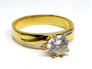 Anillo de compromiso solitario L@@K clásico real oro amarillo 14K talla 8,5 para mujer - Imagen 1 de 11