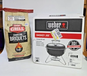 Parrilla de carbón Weber Smokey Joe 14 pulgadas 14 pulgadas - Modelo #10020 y briquetas - Imagen 1 de 6