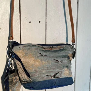 Lidia’s Bags Vintage Upcycled Denim Tapestry Crossbody Bag Multicolor - Picture 1 of 7