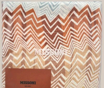 $1710 MISSONI MILANO BRAYDEN LINEN KING DUVET COVER SHAMS SET ZIGZAG ORANGE BLUE - Image 1 of 4