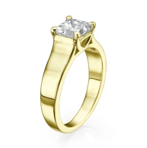 1 Carat Ladies Princess Cut Moissanite Engagement Ring D-F/VVS1 14K Yellow Gold - Picture 1 of 4