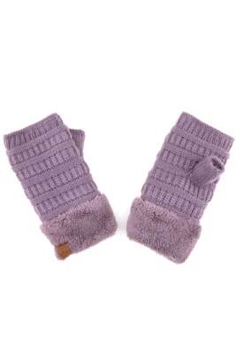 C.C Women’s Cozy Fingerless Knit Gloves Soft Warm Fuzzy Sherpa Lined Winter - Image 1 of 4