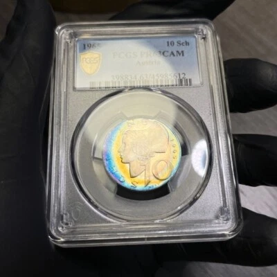 PR63CA 1965 Austria 10 Schilling Silver Proof, PCGS Secure- Rainbow Toned - Image 1 of 4