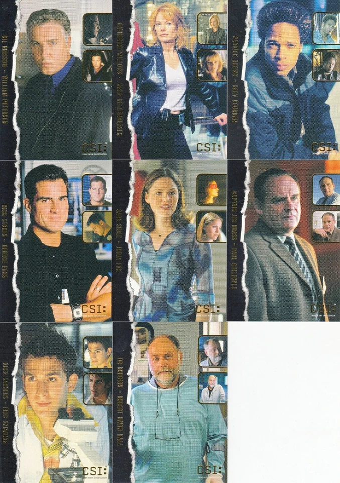CSI LAS VEGAS SERIES ONE 1 2003 GOLD FOIL CHARACTER INSERT CARD SET F1 TO F8 - Image 1 of 1