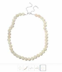 272.50 Carat Natural Sri Lankan Silver Moonstone Adjustable Necklace in Rhodium - Picture 1 of 4