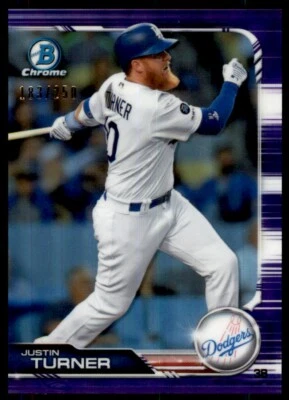 2019 Bowman Chrome Purple Refractor Justin Turner /250 Dodgers #99 - Image 1 of 2