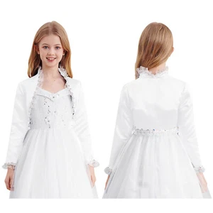 Kids Girls Shawl Shrugs Cardigan Sequins Sweater Elegant Uniforms Proms Dance - Picture 1 of 29