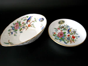 Aynsley England *Pembroke* Avocado Dish & Trinket Dish Floral-Birds - Imagen 1 de 7