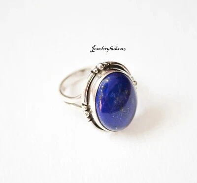 Blue Lapis Lazuli Gemstone 925 Sterling Silver Handmade Ring All Size Sr293 - Image 1 of 4