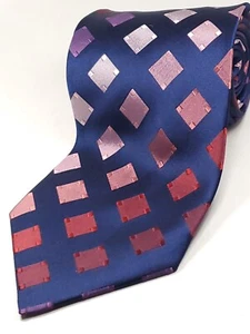 CROFT & BARROW Handmade 100% Silk Tie Navy Blue Pink Red Purple Necktie NEW - Picture 1 of 4