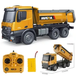 Huina RC Dump Tipper Truck 2.4G 10CH w/Lights & Sound Die Cast Cab Dumper 1582 - Picture 1 of 14