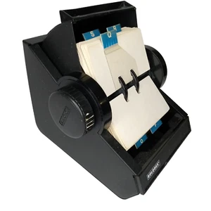 Vintage Rolodex Karten Datei Drehrad schwarz Metall groß 2254D Telefon/Adresskarten - Bild 1 von 23