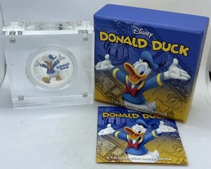 2014 DISNEY Donald Duck 1 oz .999 Fine Silver Proof Colored Limited Edition Coin - Picture 1 of 9