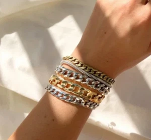 Jenny Bird Multi Layer Chain Bracelet Lobster Close 8.5" - Picture 1 of 6