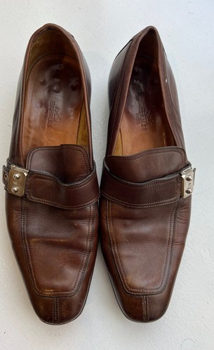 HERMÈS Mocassini vintage Hermes da uomo marroni con serratura 40