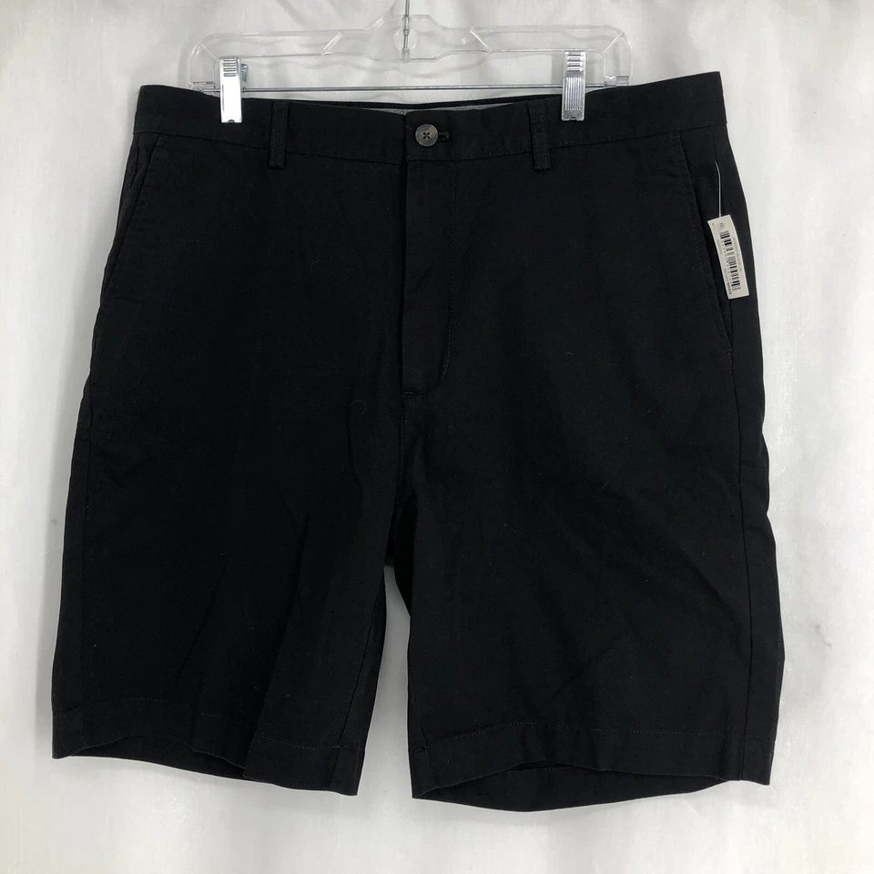 Amazon Essentials Chino Shorts Black Cotton Slash Pockets Flat Front Chino Sz 36