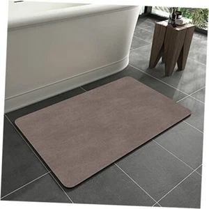 -Bath Mat Rug-Rubber Non Slip Quick Dry Super Absorbent Thin 16" x 24" Brown - Picture 1 of 7