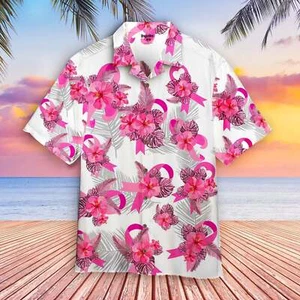 Breast Cancer Awareness Tropical 3D Hawaii Shirt All Over Print Best Price - Picture 1 of 3