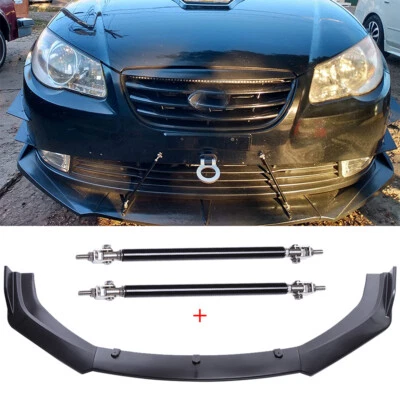 For Hyundai Elantra Sedan Front Bumper Lip Spoiler Splitter Body Kit +Strut Rods - Image 1 of 4