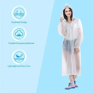 Waterproof EVA Rain Poncho - Transparent Hooded Coat Long Sleeves AU - Picture 1 of 10