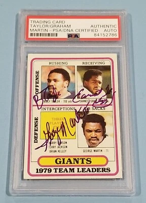 NY Giants 1980 Topps Card Signed Earnest Gray Billy Taylor George Martin PSA/DNA - Image 1 of 2