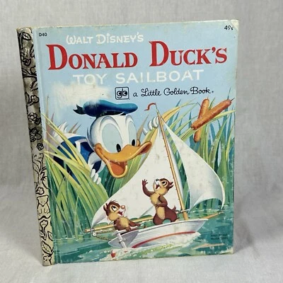 Disney Donald Duck Toy Sailboat Vintage Little Golden Book 1967 Chip & Dale - Image 1 of 4