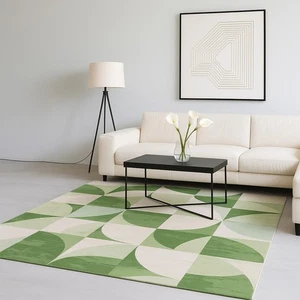 Boho Klassenzimmer Grün Kariert Teppich Mid Century Modern Shag Rug 3x5 Schachbrett - Bild 1 von 6