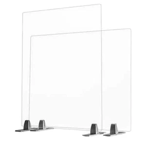 Protezione Sneeze Paraspifferi da Tavolo Scrivania Libera Installazione 30" Trasparente Confezione da 2 Grado Commerciale - Foto 1 di 7