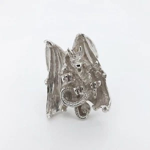 Vintage Silver Dragon Ring Large Fantasy Biker Heavy Sterling Silver Size V 1/2 - Picture 1 of 18