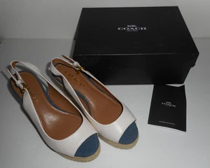 Coach Hadley Semi Mat CLF Denim kreidefarbene Keilabsatz-Espadrille Größe 6,5 M Damenschuhe neu - Bild 1 von 24