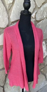 Eileen Fisher 100% Hemp Cardigan Small Coral Pink Open Front Knit Lightweight EC - Picture 1 of 7