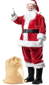 Christmas Santa Costume Set - Deluxe Santa Suit for Men Medium Big Deals - Picture 1 of 6