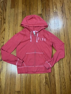 Pink Victoria Secret Full Zip Hoodie Light Sweatshirt Peach/Pink Size Small - Изображение 1 из 4