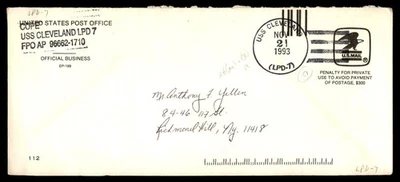 Mayfairstamps US Naval 1993 USS Cleveland to Richmond Hill NY Cover aau_78691 - Image 1 of 2