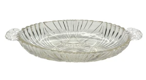 Plato para servir verduras vintage de vidrio de corte ovalado transparente - Imagen 1 de 5