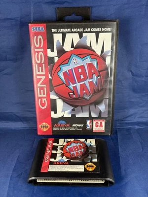 NBA Jam (Sega Genesis, 1994) cartridge case box tested - Image 1 of 4