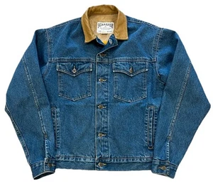 VTG Schaefer Outfitter Legend Fleece Colorful Blanket Lined Denim Jacket Men’s S - Picture 1 of 6