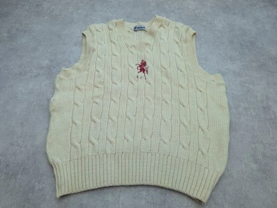 Richmond Vest Mens XL 2XL 100% Wool KCL Cable Knit Embroidered Vtg 80s 90s 50 - Image 1 of 4