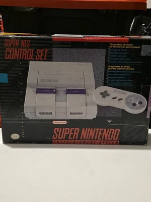 SUPER NINTENDO SNES SUPER NES CONTROL SET CONSOLE COMPLETE CIB TESTED - Image 1 of 4