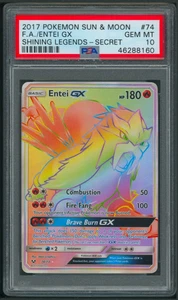 Pokémon S&M Shining Legends Entei GX Full Art Secret Rare Rainbow Rare 74/73 PSA - Picture 1 of 2