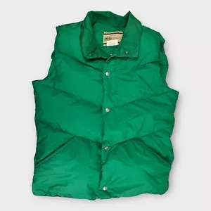 Vintage REI CO OP Goose Down Puffer Vest Men Large Green Snap Button Outdoor 70s - Picture 1 of 10