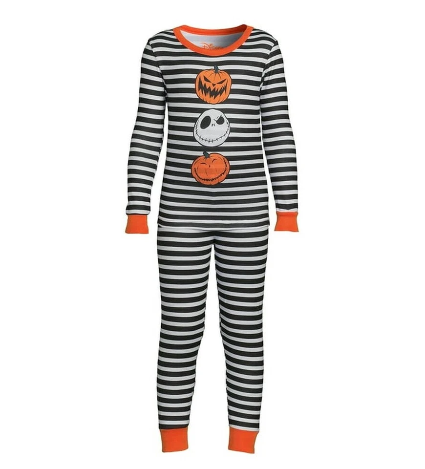Disney Nightmare Before Christmas Girls Size 8 Black & White Striped Pajama Set