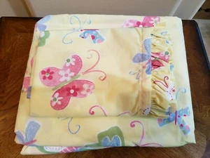 NEW POTTERY BARN TWIN FITTED SHEET & PILLOWCASE IN YELLOW SOPHIE BUTTERFLIES - Picture 1 of 3